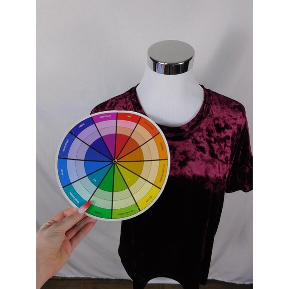 Altar'd State Shirt Womens Small Burgundy Crushed Velvet Short Ruffle Sleeve Top - Picture 7 of 10